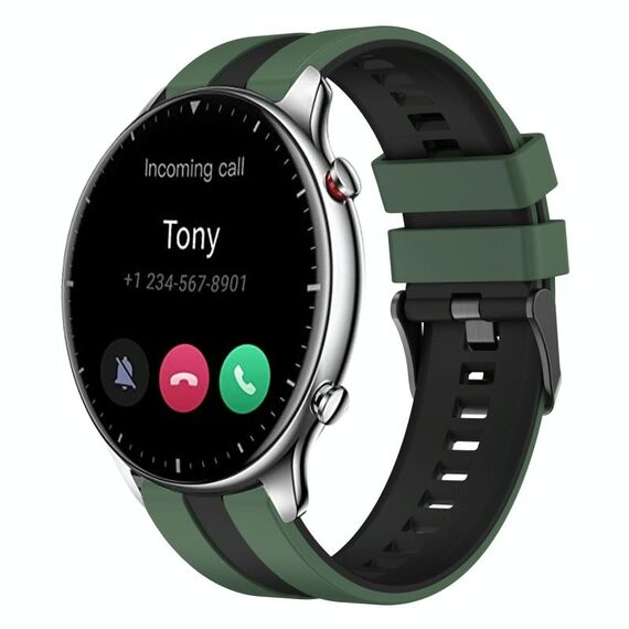 Per Amazfit GTR 2 22mm cinturino sportivo in silicone bicolore (verde oliva + nero)