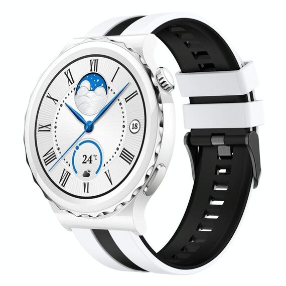 Per Huawei Watch GT3 Pro 43mm 20mm cinturino sportivo in silicone bicolore (bianco + nero)
