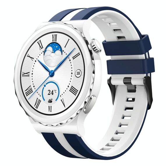 Per Huawei Watch GT3 Pro 43mm 20mm cinturino sportivo in silicone bicolore (blu + bianco)