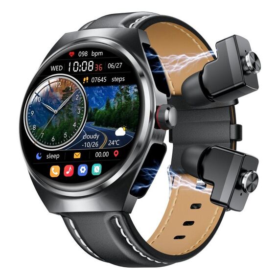GT95 Schermo IPS da 1,53 pollici Orologio intelligente con auricolare Bluetooth 2 in 1 (nero)