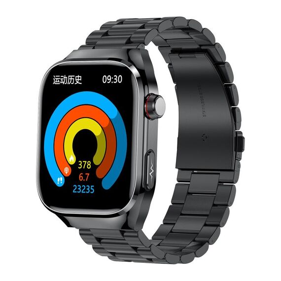 L'orologio intelligente con cinturino in acciaio con schermo LCD TK16 da 2,04 pollici supporta il monitoraggio della salute (nero)