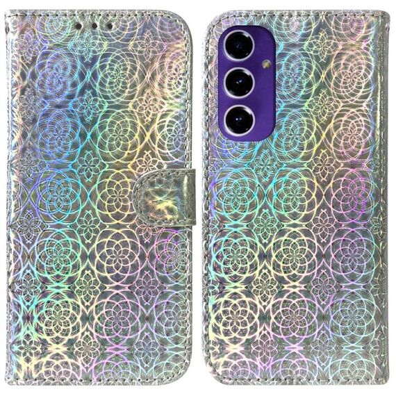 Custodia per telefono in pelle colorata con fibbia magnetica per Samsung Galaxy S24 FE 5G (argento)