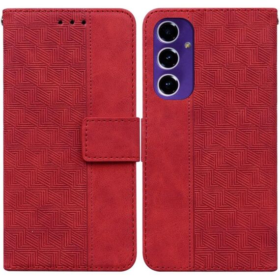 Custodia per telefono in pelle goffrata geometrica per Samsung Galaxy S24 FE 5G (rossa)
