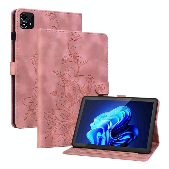 Per itel Pad One 10.1 Custodia per tablet in pelle goffrata Lily (rosa)
