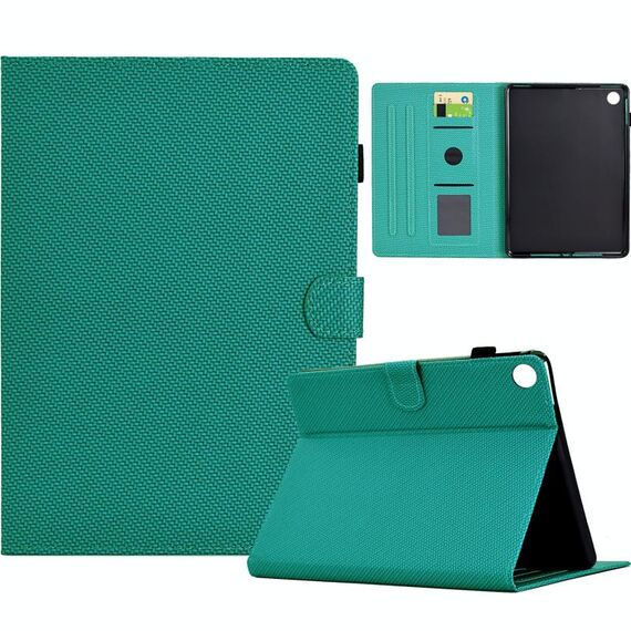 Per Samsung Galaxy Tab A8 10.5 2021 Custodia in pelle smart tablet con struttura in fibra di colore solido (verde lago)