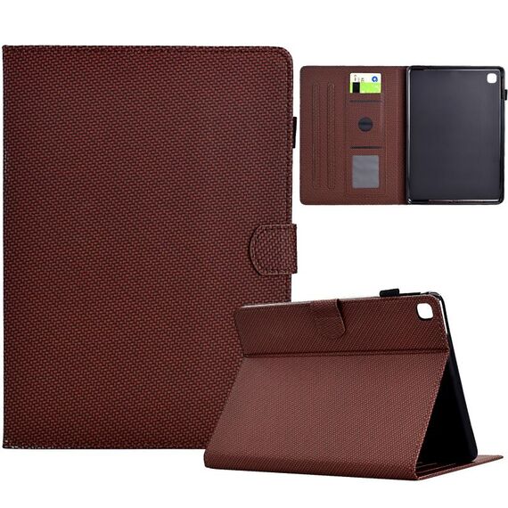 Per Samsung Galaxy Tab A 10.1 2019 Custodia in pelle Smart Tablet con struttura in fibra di colore solido (marrone)