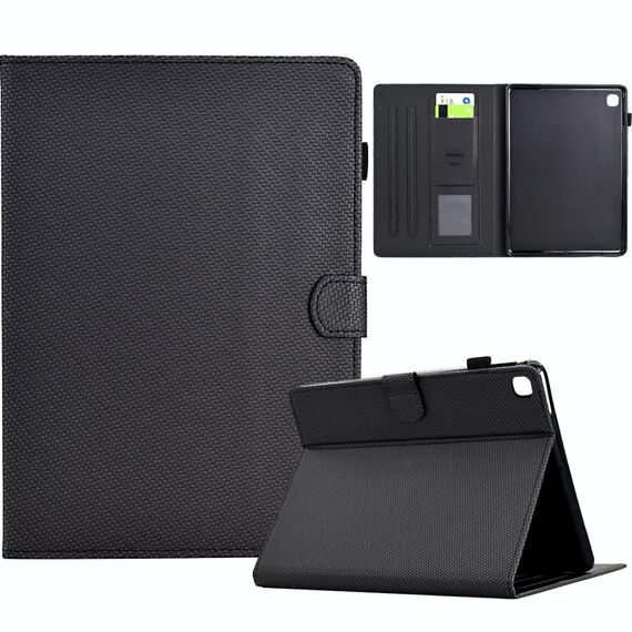 Per Samsung Galaxy Tab A 10.1 2019 Custodia in pelle per tablet intelligente con trama in fibra di colore solido (nero)