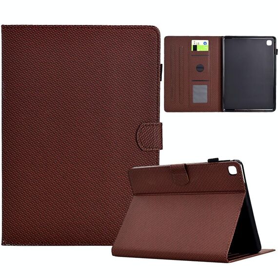 Per Samsung Galaxy Tab S5e Custodia in pelle Smart Tablet con struttura in fibra di colore solido (marrone)