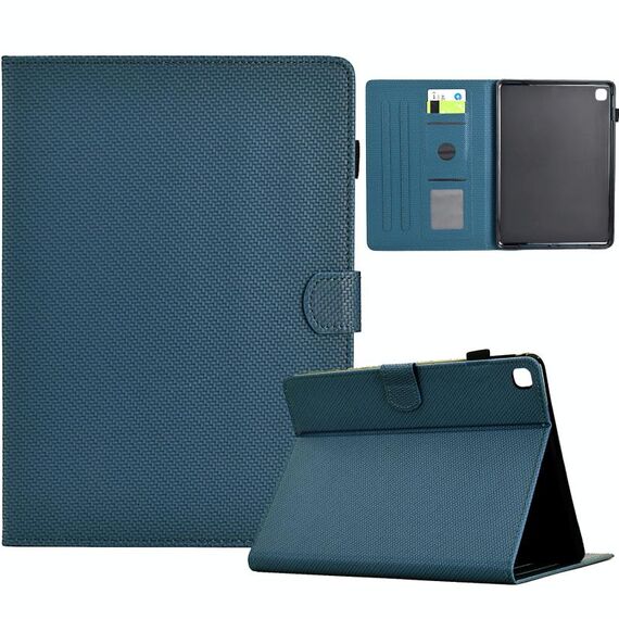 Per Samsung Galaxy Tab S5e Custodia in pelle Smart Tablet con struttura in fibra di colore solido (blu reale)