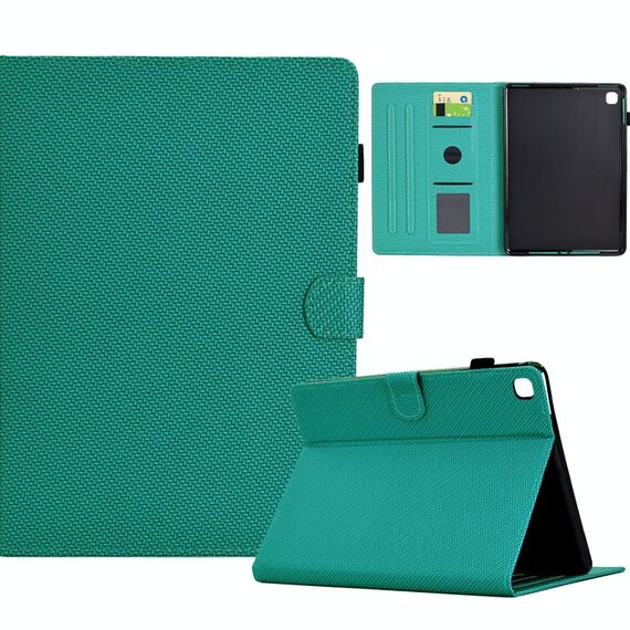 Per Samsung Galaxy Tab S5e Custodia in pelle Smart Tablet con struttura in fibra di colore solido (verde lago)