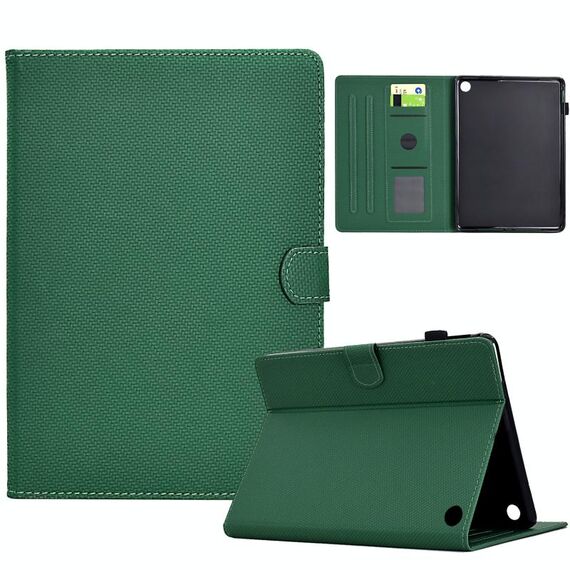 Per Amazon Kindle Fire HD 10 2023/2021 Custodia in pelle Smart Tablet con struttura in fibra di colore solido (verde)