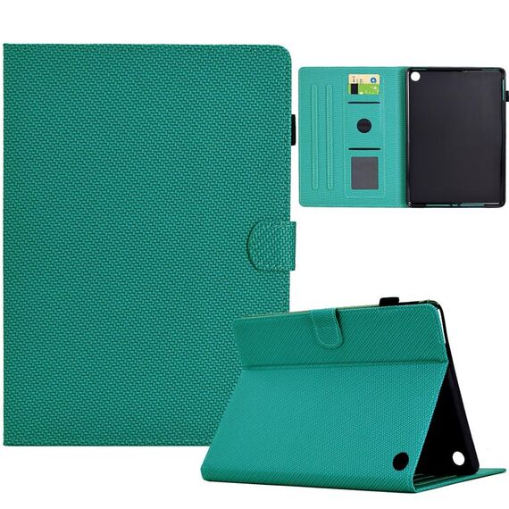 Per Amazon Kindle Fire HD 8 Plus 2022/2020 Custodia in pelle per tablet intelligente con trama in fibra di colore solido (verde lago)