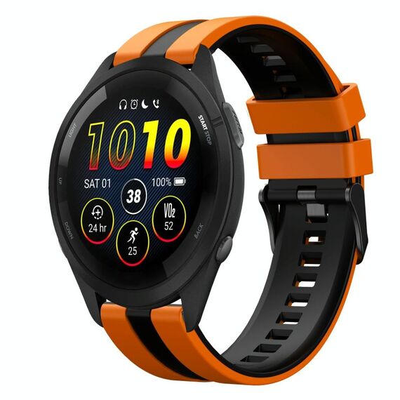 Per cinturino in silicone sportivo bicolore Garmin Forerunner 265 da 22 mm (arancione + nero)