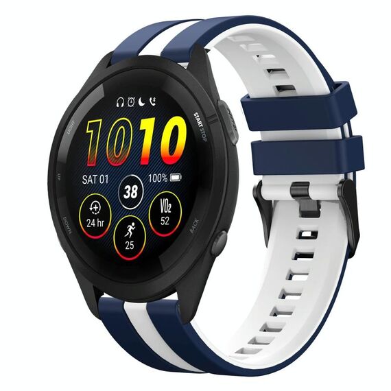 Per cinturino in silicone sportivo bicolore Garmin Forerunner 265 da 22 mm (blu + bianco)