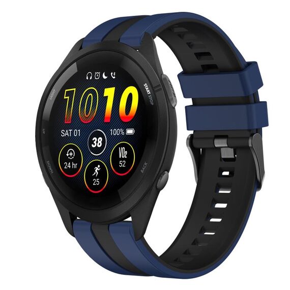 Per cinturino in silicone sportivo bicolore Garmin Forerunner 265 da 22 mm (blu + nero)