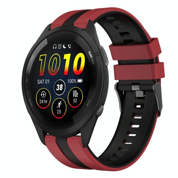 Per Garmin Forerunner 265 Music 22mm cinturino sportivo in silicone bicolore (rosso + nero)