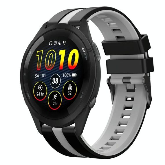Per Garmin Forerunner 265 Music 22mm cinturino sportivo in silicone bicolore (nero + grigio)