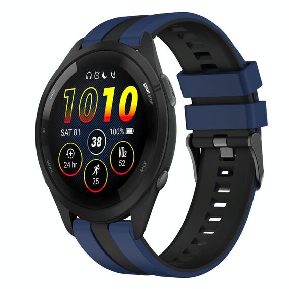 Per Garmin Forerunner 265 Music 22mm cinturino sportivo in silicone bicolore (blu + nero)