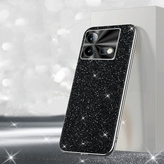 Per vivo iQOO Neo8 Pro Custodia per telefono con polvere glitterata elettrolitica (nera)