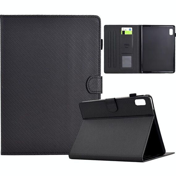 Per Lenovo Tab M9 TB-310FU Custodia in pelle per tablet intelligente con trama in fibra di colore solido (nero)