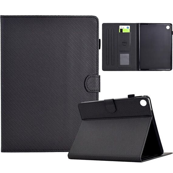 Custodia in pelle Smart Tablet con struttura in fibra di colore solido di terza generazione per Lenovo Tab M10 Plus (nera)