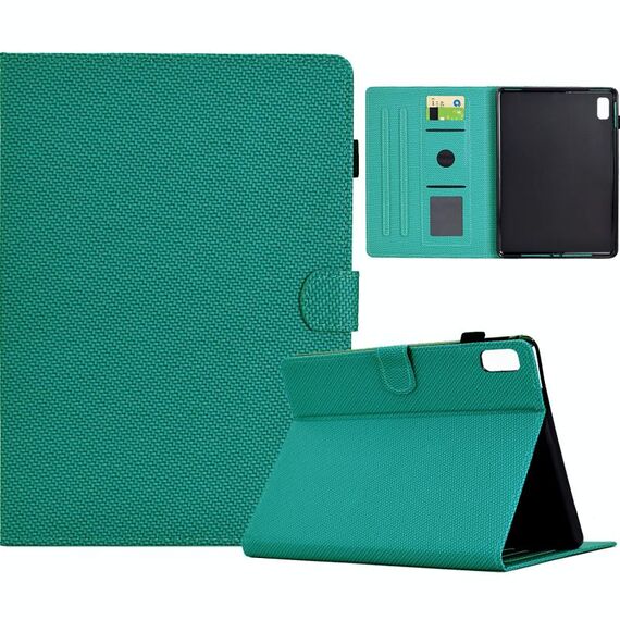 Per Lenovo Tab P11 Gen 2 Custodia in pelle Smart Tablet con struttura in fibra di colore solido (verde lago)
