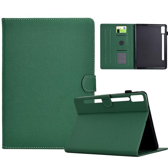 Per Lenovo Tab P12 Custodia in pelle Smart Tablet con struttura in fibra di colore solido (verde)