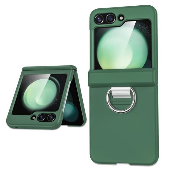 Per Samsung Galaxy Z Flip6 5G TPU+PC Custodia pieghevole con anello centrale (verde scuro)