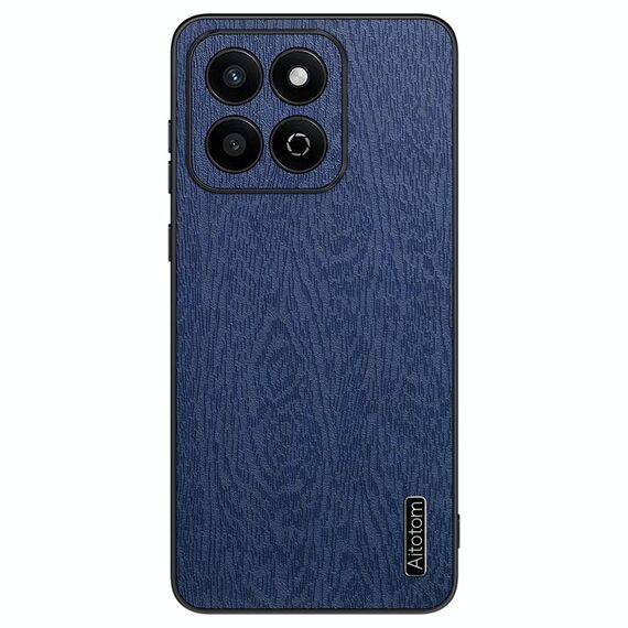 Custodia per telefono antiurto in pelle corteccia d'albero per Honor Play 60 Plus (blu)