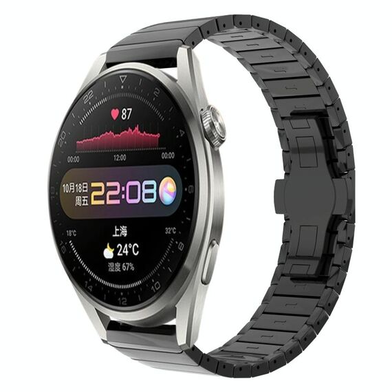 Per Huawei Watch3 Pro 22mm cinturino in lega con fibbia a farfalla con vernice a perline (nero)