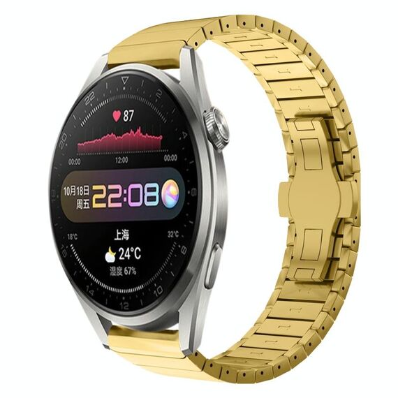 Per Huawei Watch3 Pro 22mm cinturino in lega con fibbia a farfalla con vernice a perline (oro)