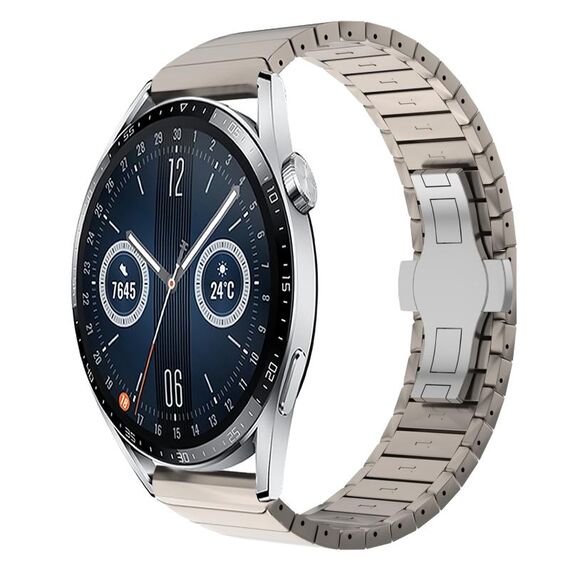 Per Huawei Watch GT3 46mm 22mm Cinturino in lega con fibbia a farfalla con vernice a perline (colore titanio)