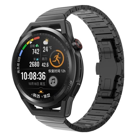 Per Huawei Watch GT Runner 22mm One Bead Paint Butterfly Buckle Cinturino in lega (Nero)