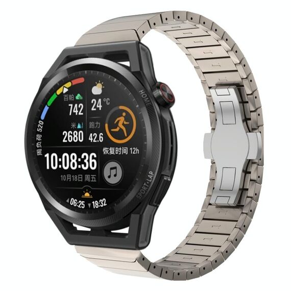 Per Huawei Watch GT Runner 22mm One Bead Paint Butterfly Buckle Cinturino in lega (colore titanio)