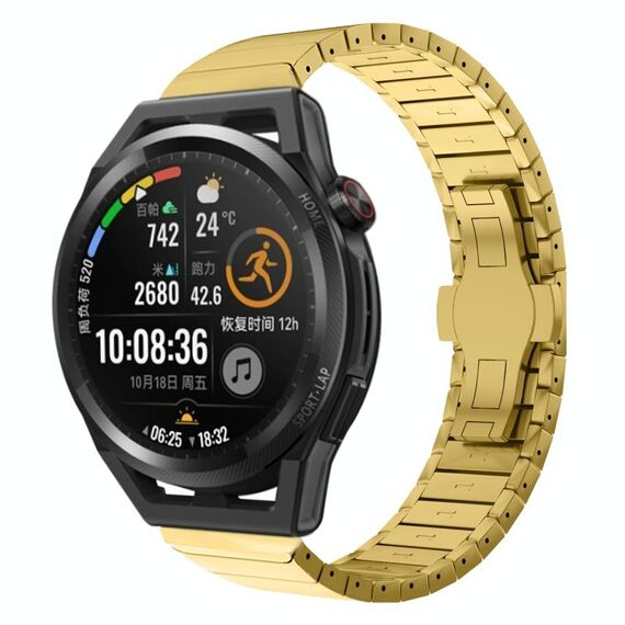 Per Huawei Watch GT Runner 22mm One Bead Paint Butterfly Buckle Cinturino in lega (Oro)