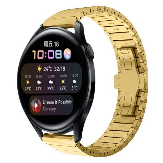 Per Huawei Watch3 22mm cinturino in lega con fibbia a farfalla con vernice a perline (oro)