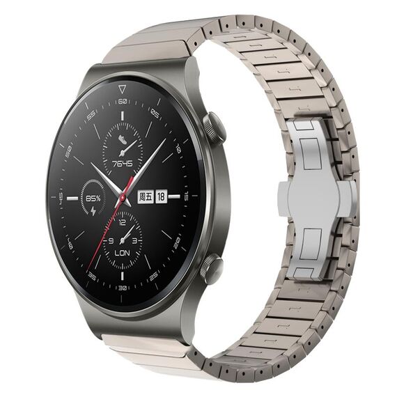 Per Huawei Watch GT2 Pro 22mm Cinturino in lega con fibbia a farfalla con vernice a perline (colore titanio)