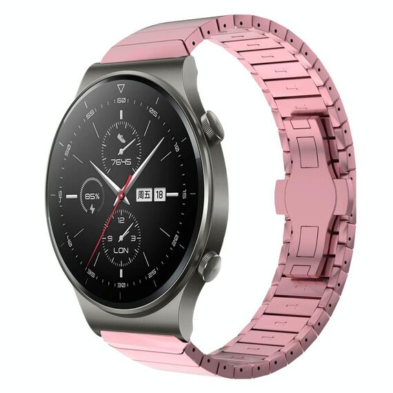Per Huawei Watch GT2 Pro 22 mm cinturino in lega con fibbia a farfalla con vernice a perline (rosa)