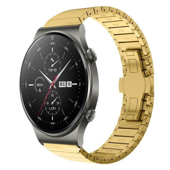 Per Huawei Watch GT2 Pro 22 mm cinturino in lega con fibbia a farfalla con vernice a perline (oro)