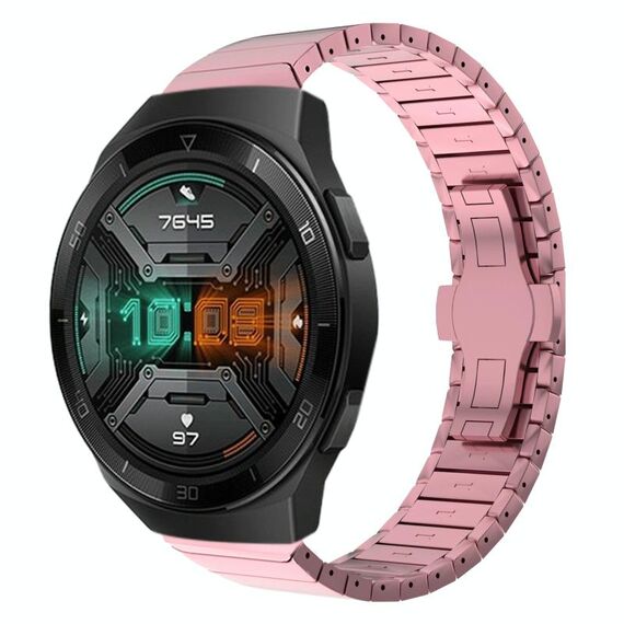 Per Huawei Watch GT 2e 22mm Cinturino in lega con fibbia a farfalla con vernice a perline (rosa)