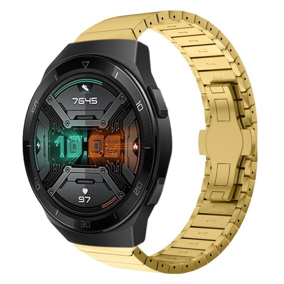 Per Huawei Watch GT 2e 22mm Cinturino in lega con fibbia a farfalla con vernice a perline (oro)