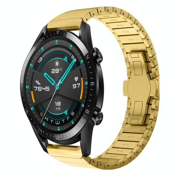 Per Huawei Watch GT2 46mm 22mm Cinturino in lega con fibbia a farfalla con vernice a perline (oro)