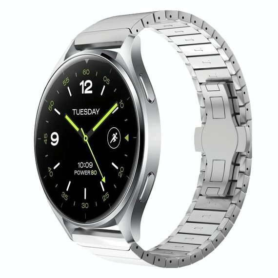 Per Xiaomi Watch 2 22mm cinturino in lega con fibbia a farfalla con vernice a perline (argento)