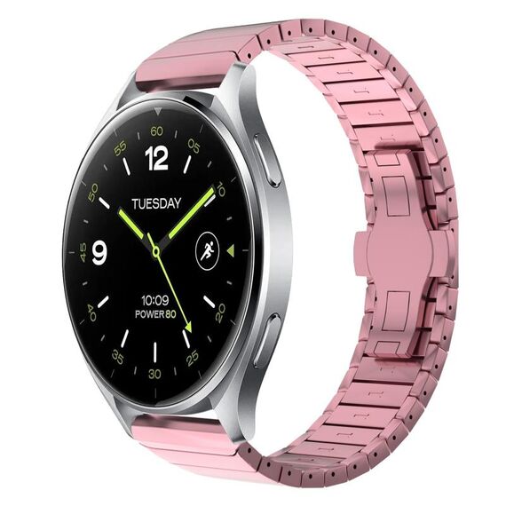 Per Xiaomi Watch 2 22mm cinturino in lega con fibbia a farfalla con vernice a perline (rosa)