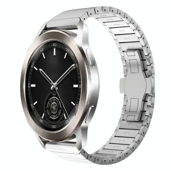 Per Xiaomi Watch S3 22mm cinturino in lega con fibbia a farfalla con vernice a perline (argento)