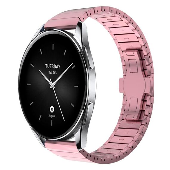 Per Xiaomi Watch S2 22mm cinturino in lega con fibbia a farfalla con vernice a perline (rosa)