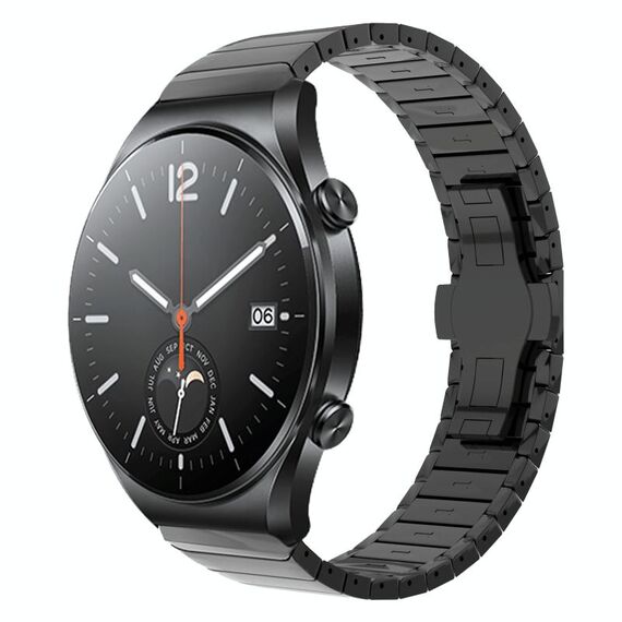 Per Xiaomi Watch S1 22mm cinturino in lega con fibbia a farfalla con vernice a perline (nero)