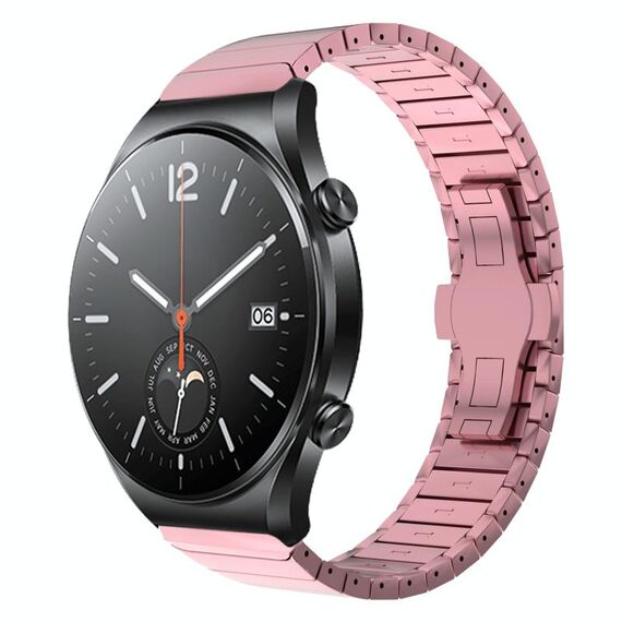Per Xiaomi Watch S1 22mm cinturino in lega con fibbia a farfalla con vernice a perline (rosa)