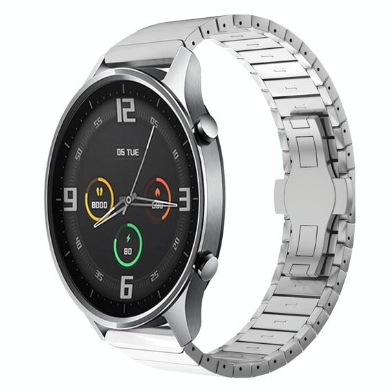 Per Xiaomi Watch Color 22mm Cinturino in lega con fibbia a farfalla in vernice con perline (argento)