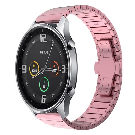 Per Xiaomi Watch Colore 22mm Cinturino in lega con fibbia a farfalla con vernice a perline (rosa)